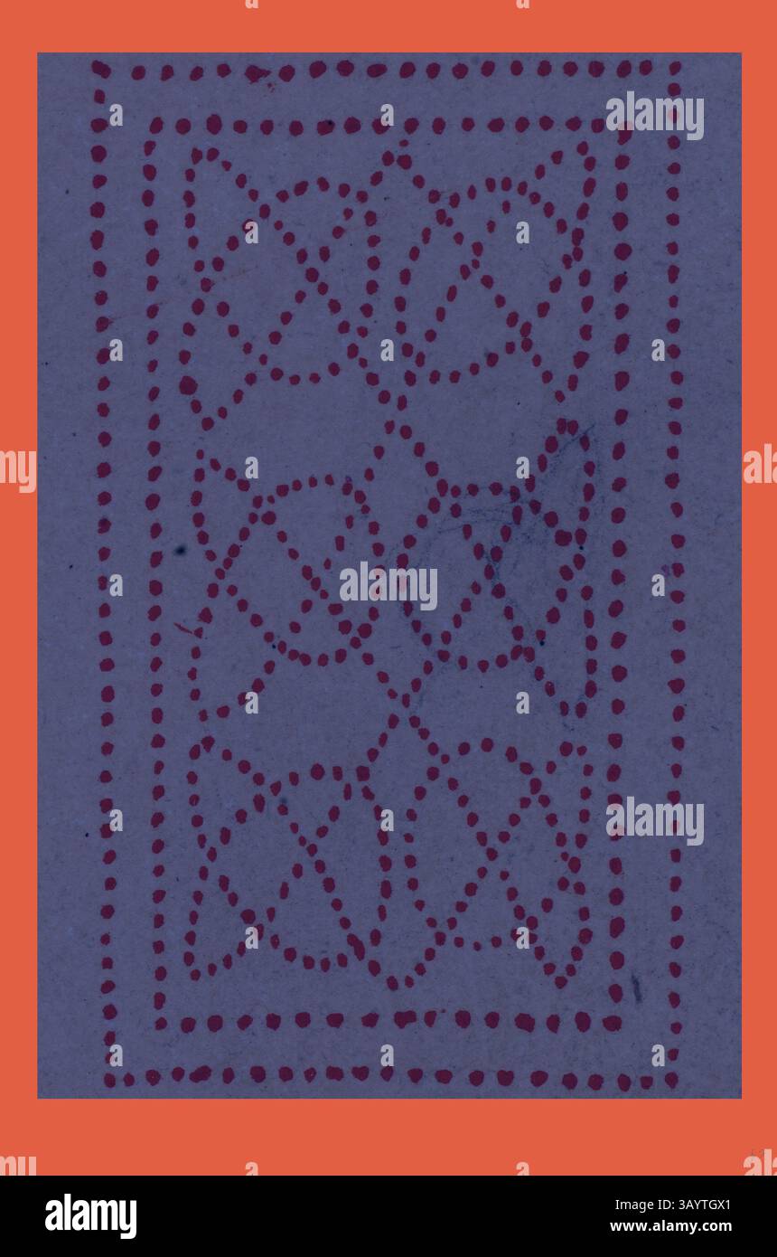 Ein kompliziertes Muster mit sich überlappenden Blumenformen, das von einer Linie kleiner Punkte umgeben ist, die alle vor einem kontrastierenden Hintergrund stehen, der seine visuelle Wirkung verstärkt. Celtic Ornament Klassische Kunst mit modernem Touch, neu interpretiert von Artotop Stockfoto