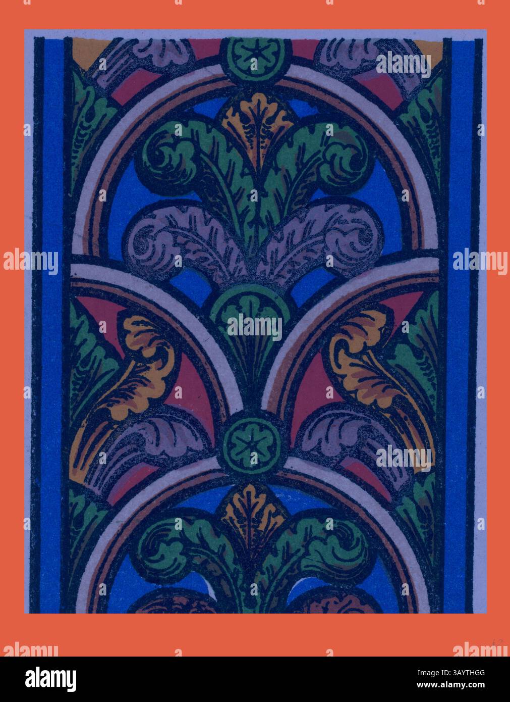 Ein lebendiges Muster mit komplexen Blumenmustern und geometrischen Formen, kräftigen Farben und raffinierten Details, die eine beeindruckende visuelle Wirkung erzeugen. Mediæval Ornament Klassische Kunst mit modernem Touch, neu interpretiert von Artotop Stockfoto