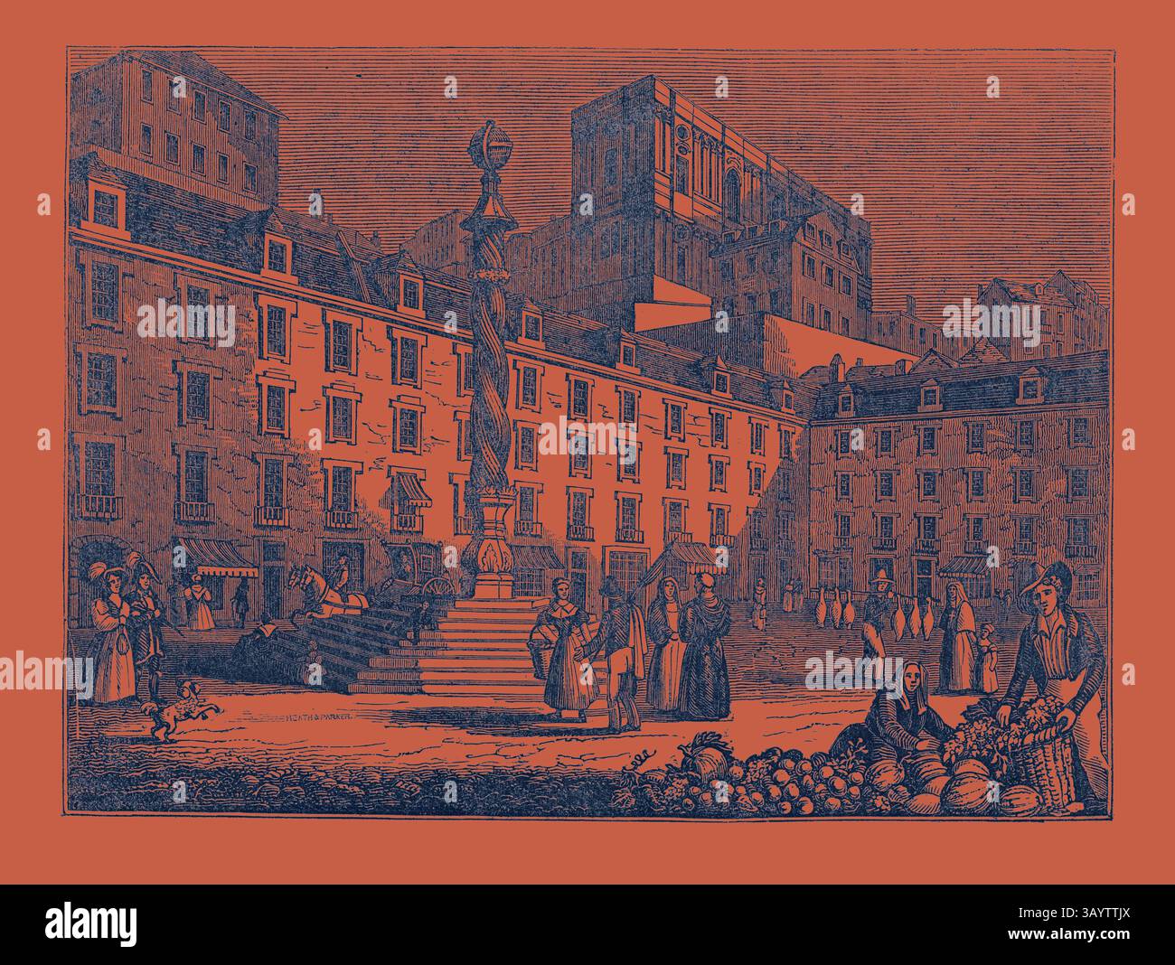 Ein illustrierter Stadtplatz voller Menschen, auf dem Gemüseverkäufer, Frauen in zeitgenössischer Kleidung und ein prominentes zentrales Denkmal vor dem Hintergrund unverwechselbarer Architektur und Stadtentwicklung ausgestellt werden. PLATZ DER KLEINEN SÄULE, LISSABON, PORTUGAL Klassische Kunst mit modernem Touch, neu interpretiert von Artotop Stockfoto Ein illustrierter Stadtplatz voller Menschen, auf dem Gemüseverkäufer, Frauen in zeitgenössischer Kleidung und ein prominentes zentrales Denkmal vor dem Hintergrund unverwechselbarer Architektur und Stadtentwicklung ausgestellt werden. PLATZ DER KLEINEN SÄULE, LISSABON, PORTUGAL Klassische Kunst mit modernem Touch, neu interpretiert von Artotop Stockfoto
