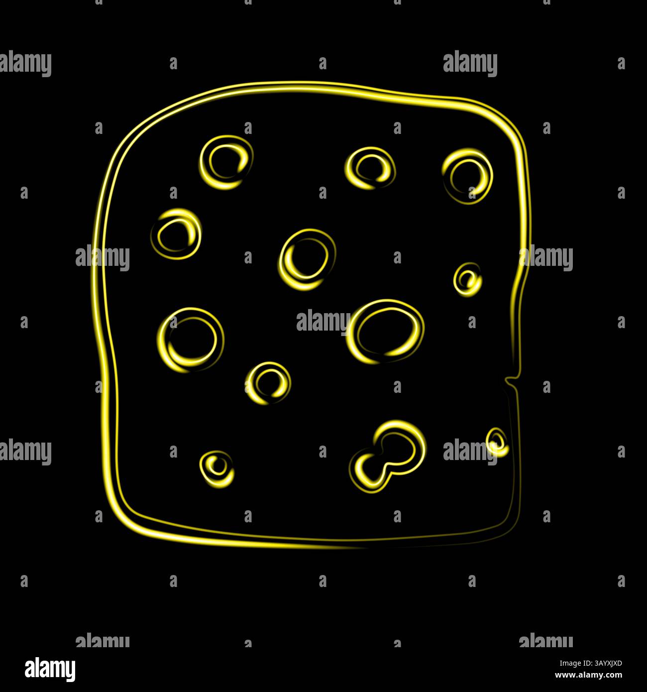 Vektor-isolierte Illustration eines Stücks Käse mit Neon-Effekt. Stock Vektor