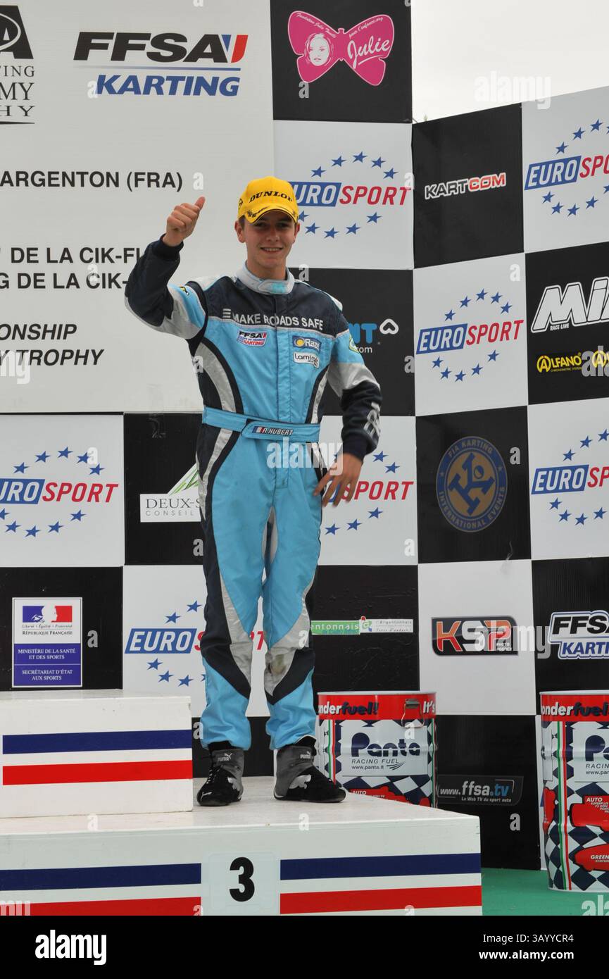 Anthoine Hubert war ein französischer Rennfahrer, Mitglied der Renault Sport Academy, er starb traurigerweise nach einem Unfall während des Spielrennens der Formel-2-Meisterschaft 2019 in Spa-Francorchamps beim Grand Prix Meeting in Belgien. Stockfoto