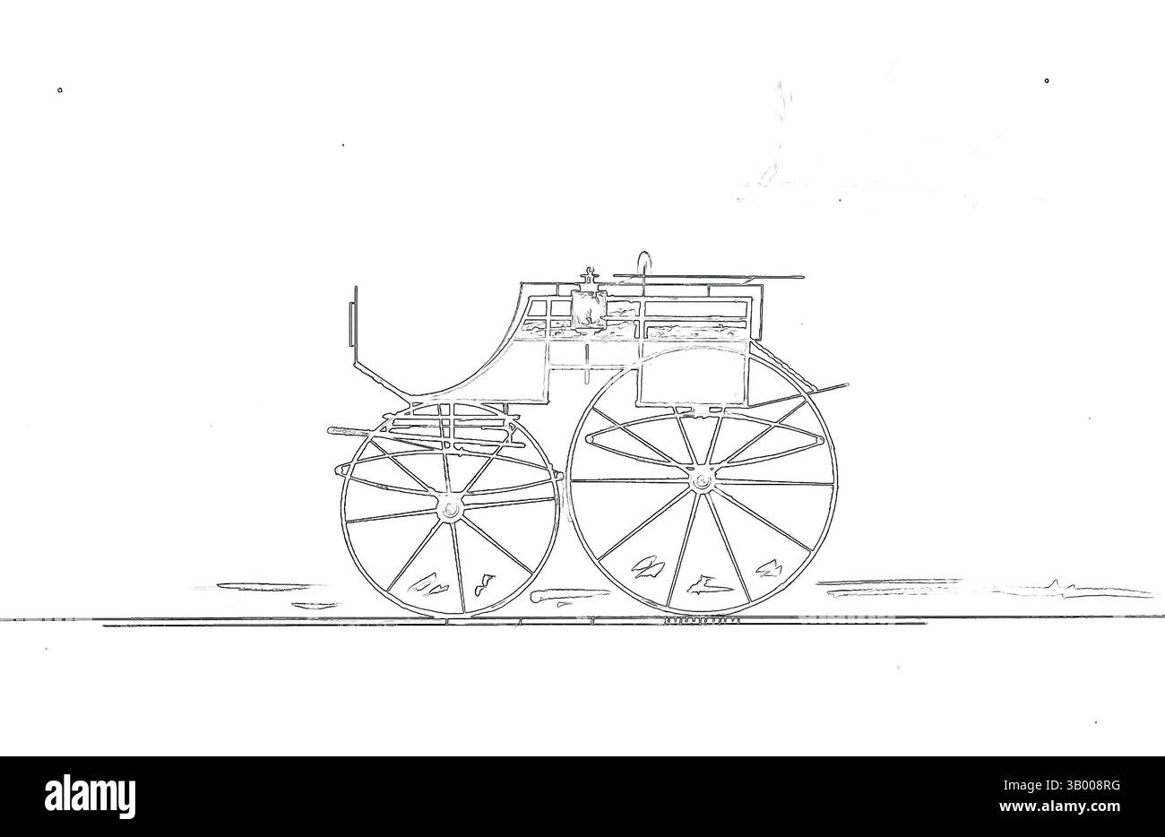 Die Abbildung zeigt einen Vintage-Wagen mit ausgeklügelten Rädern, umgeben von einem lebendigen, wirbelnden Hintergrund, der die klassische Silhouette unterstreicht. Klassische Kunst mit einem modernen Touch, neu interpretiert von Artotop Stockfoto