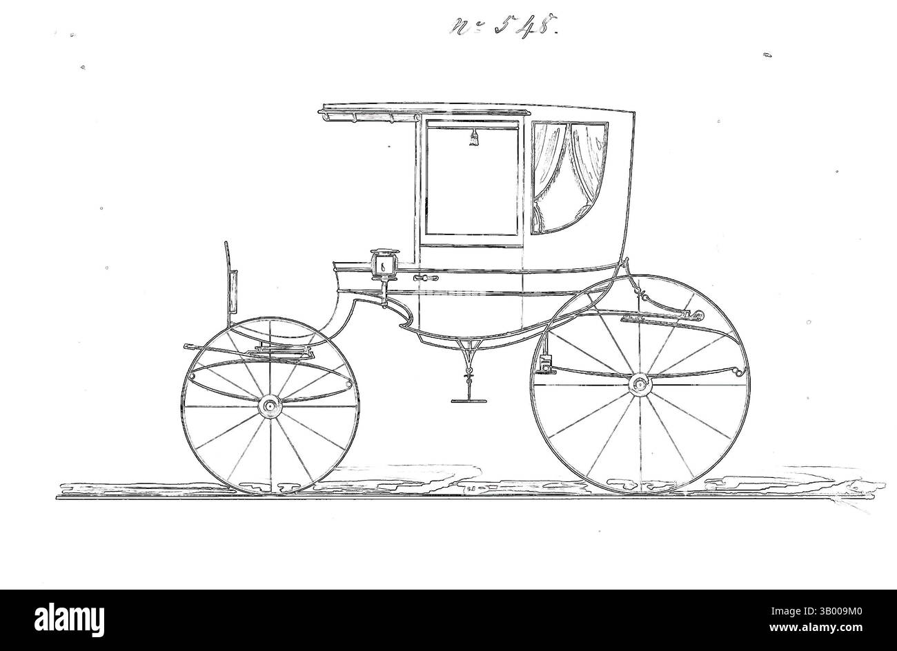 Ein stilvoller Wagen mit komplizierten Rädern und einem überdachten Oberteil, der sanft vor einem lebendigen, wirbelnden Hintergrund leuchtet. Klassische Kunst mit einem modernen Touch, neu interpretiert von Artotop Stockfoto