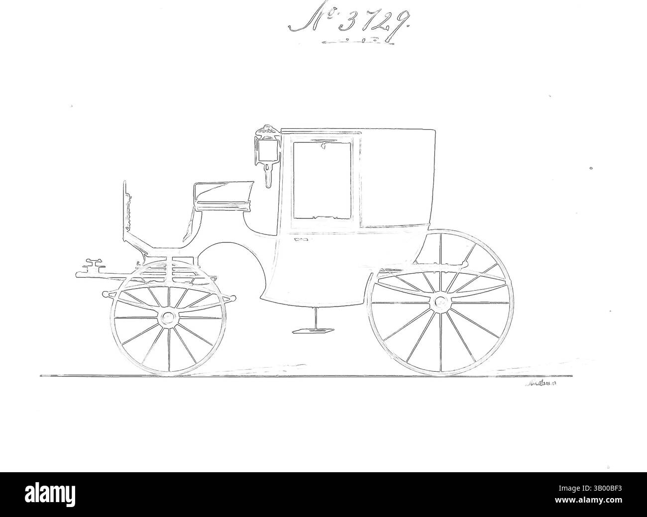 Eine künstlerische Darstellung einer Vintage-Kutsche, definiert durch leuchtende Umrisse und komplizierte Muster, die ein Gefühl von Nostalgie und Wimsy wecken. Klassische Kunst mit modernem Touch, neu interpretiert von Artotop Stockfoto