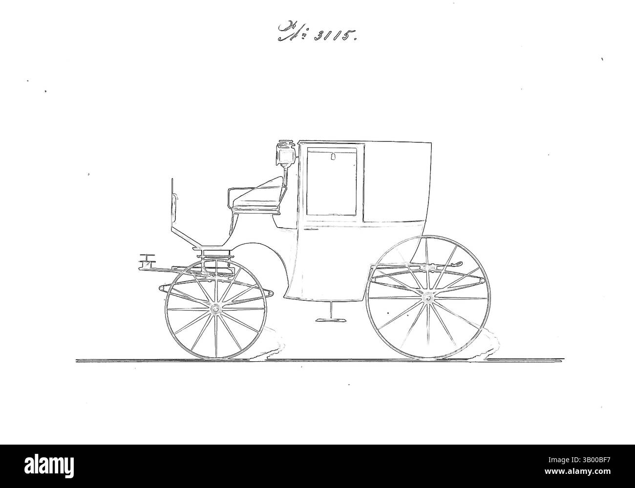 Eine stilisierte Illustration einer Pferdekutsche mit leuchtenden Rädern und scharfen Kontrasten, die den Vintage-Charme und die Eleganz unterstreichen. Klassische Kunst mit einem modernen Touch, neu interpretiert von Artotop Stockfoto