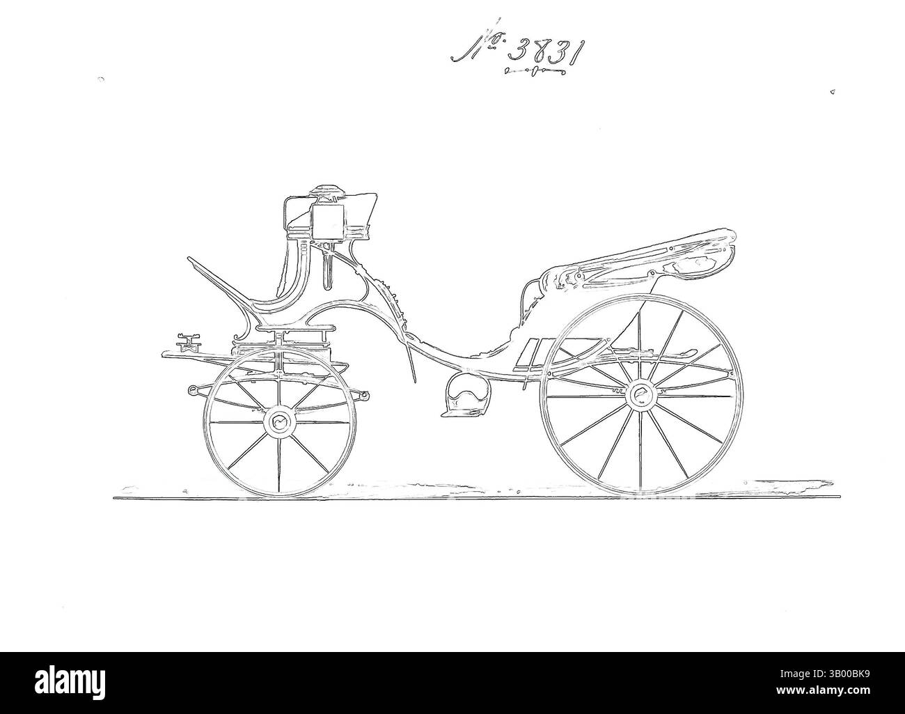 Eine stilisierte Rikscha mit leuchtenden, leuchtenden Linien vor dunklem Hintergrund, die ihr kompliziertes Design und ihren Vintage-Charme unterstreicht. Klassische Kunst mit einem modernen Touch, neu interpretiert von Artotop Stockfoto