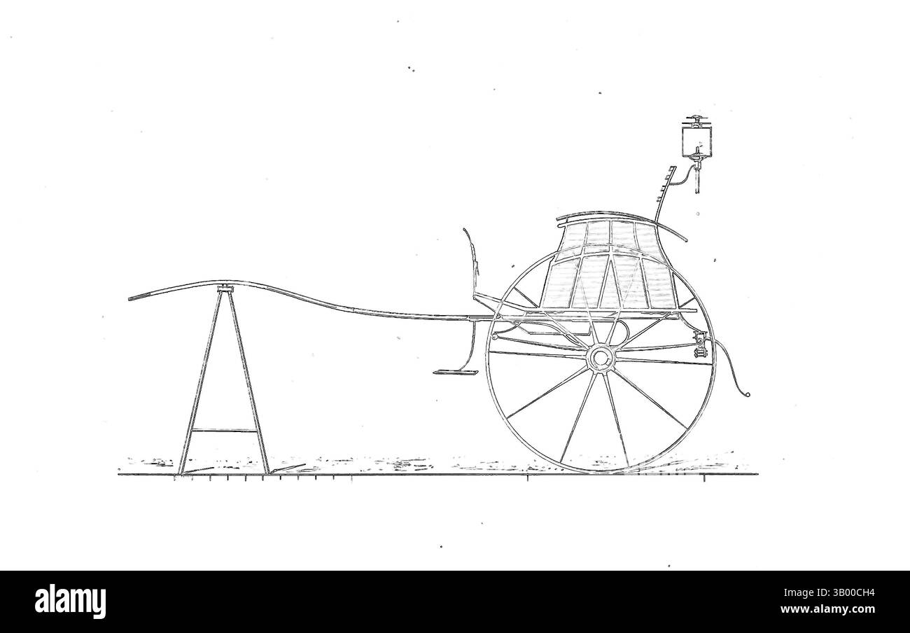 Eine künstlerische Darstellung eines Vintage-Wagens, mit einem markanten Rad und komplizierten Details, vor einem lebendigen, wirbelnden Hintergrund. Klassische Kunst mit einem modernen Touch, neu interpretiert von Artotop Stockfoto