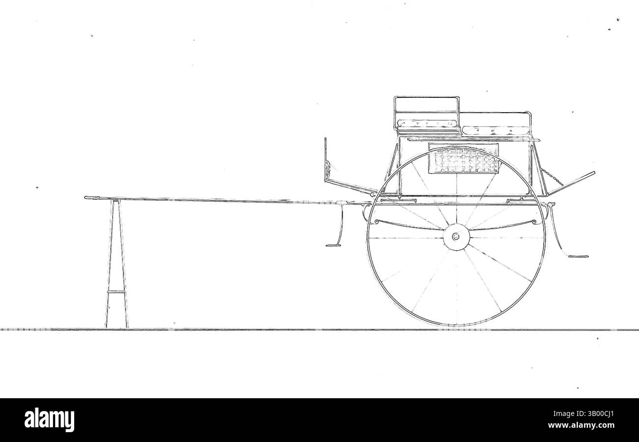 Eine künstlerische Darstellung einer Pferdekutsche, vereinfacht und umrissen vor einem lebendigen, abstrakten Hintergrund, betont ihr klassisches Design und ihre Struktur. Klassische Kunst mit einem modernen Twist, neu interpretiert von Artotop Stockfoto