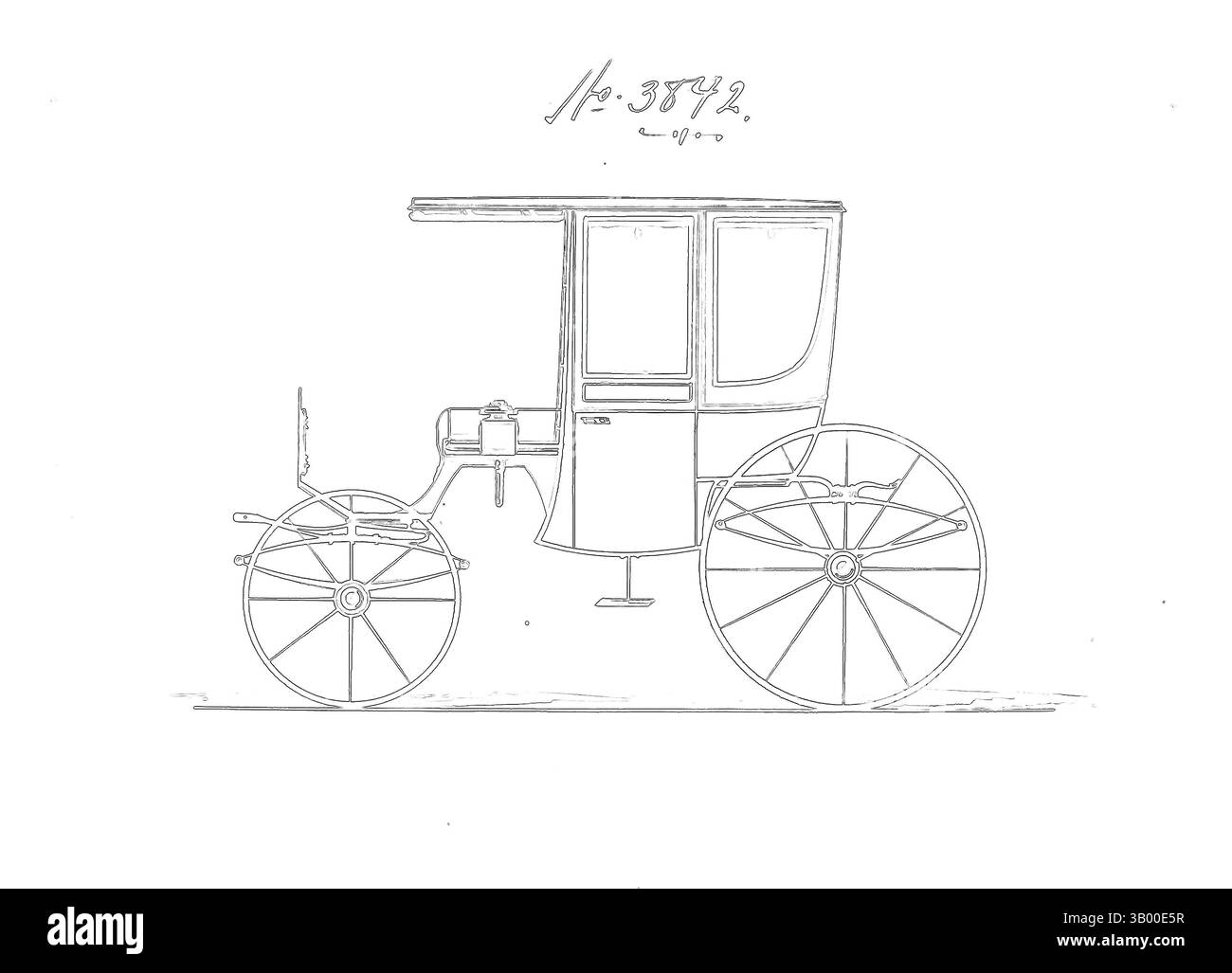 Eine künstlerische Darstellung einer Vintage-Kutsche, beleuchtet mit lebendigen Linien und komplizierten Mustern, die ihr klassisches Design und ihre zeitlose Eleganz zeigt. Klassische Kunst mit einem modernen Touch, neu interpretiert von Artotop Stockfoto