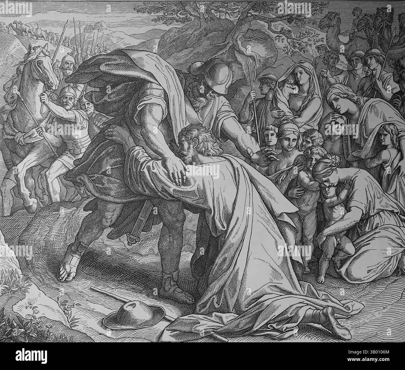 Bibel. Jacob und Esau haben sich versöhnt. Genesis. Illustration von J. Schnorr von Carolsfeld. "Die Bilderbibel", 1852-60. Stockfoto