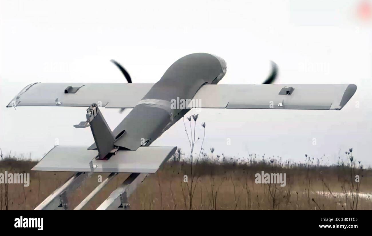 RUSSISCHE MOLNIYA DROHNE startet 2025. Stockfoto