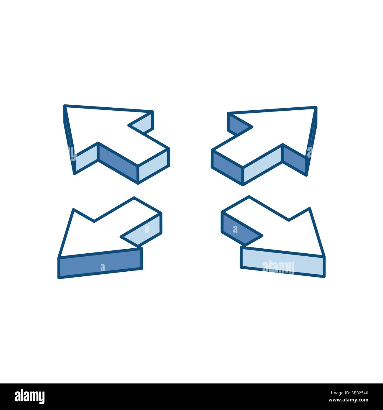 Isometrischer Vektorsatz aus Pfeilen lineare Symbole, in Farbe auf weißem Hintergrund, Zeiger für Infografiken und Design Stock Vektor