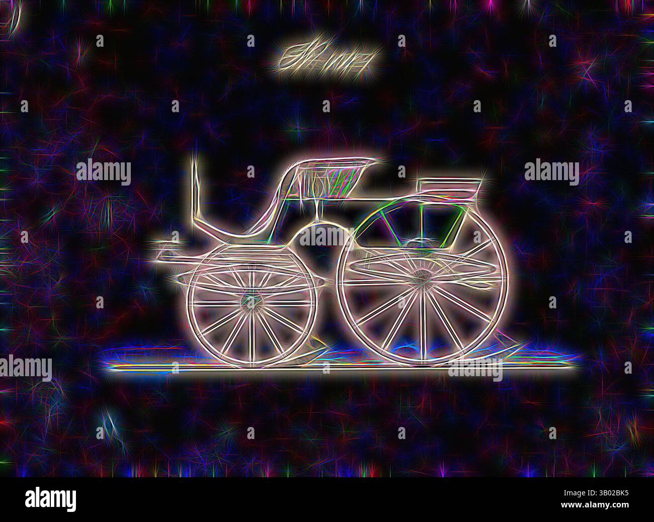 Ein Vintage-Wagen mit komplizierten Rädern und stilvollem Design, das ein Gefühl von Nostalgie und Eleganz ausstrahlt. Klassische Kunst mit modernem Touch, neu interpretiert von Artotop Stockfoto