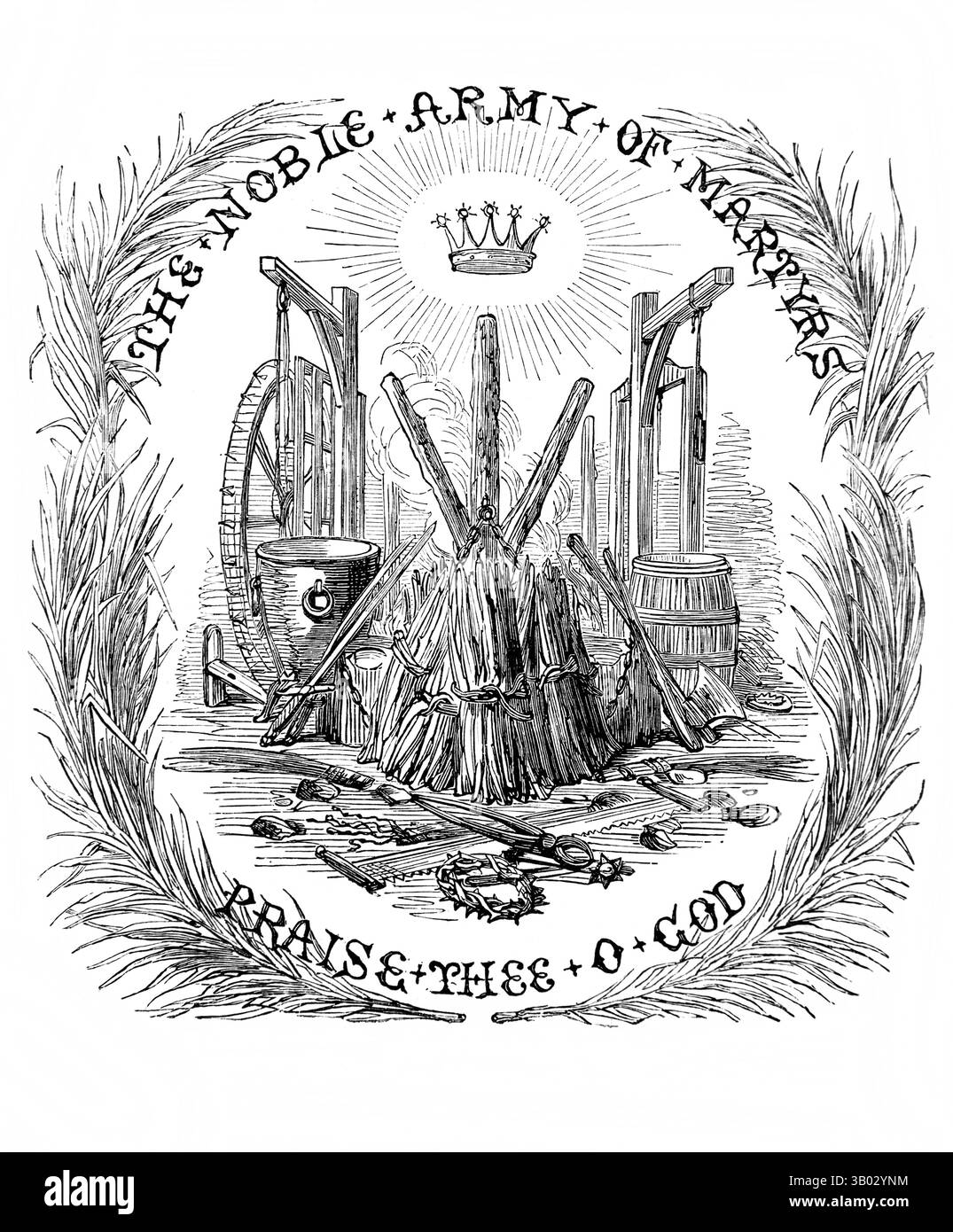 Illustration der vielen Instrumente des Todes, die auf der Noble Army of Martyrs aus Antique verwendet wurden die 1866 Ausgabe von Foxe's Book of Martyrs (The Bo Stockfoto