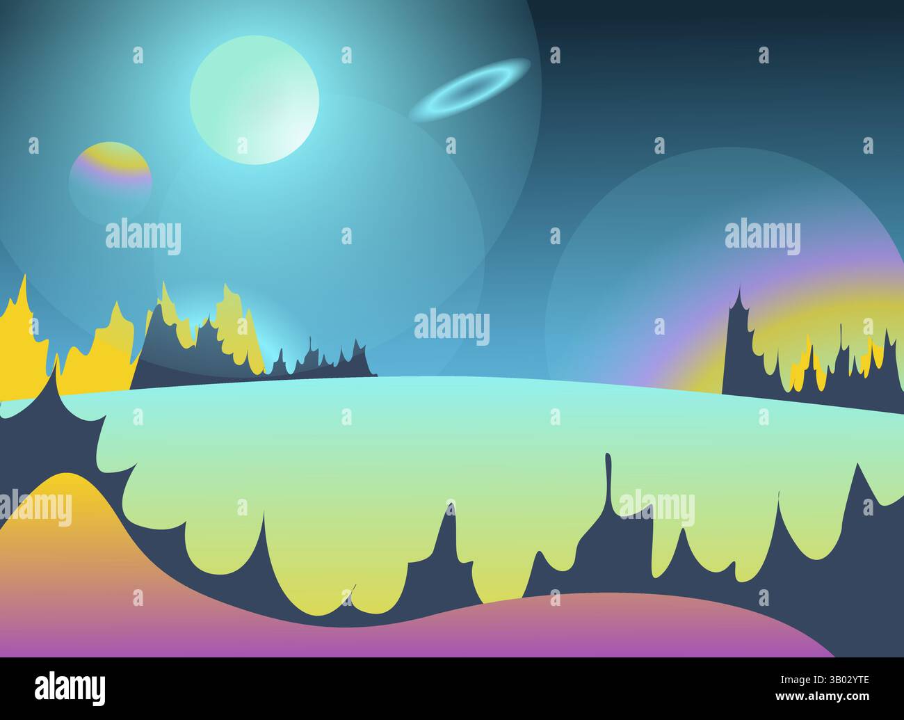Leerraum. Fantastische außerirdische Welt. Vektorabbildung Stock Vektor
