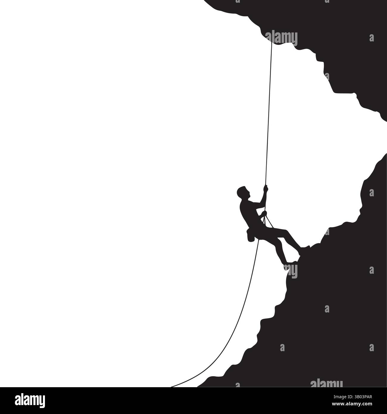 Mann kletternde Silhouette Vektor flache Illustration Design. Man klettert auf den Berg. Stock Vektor