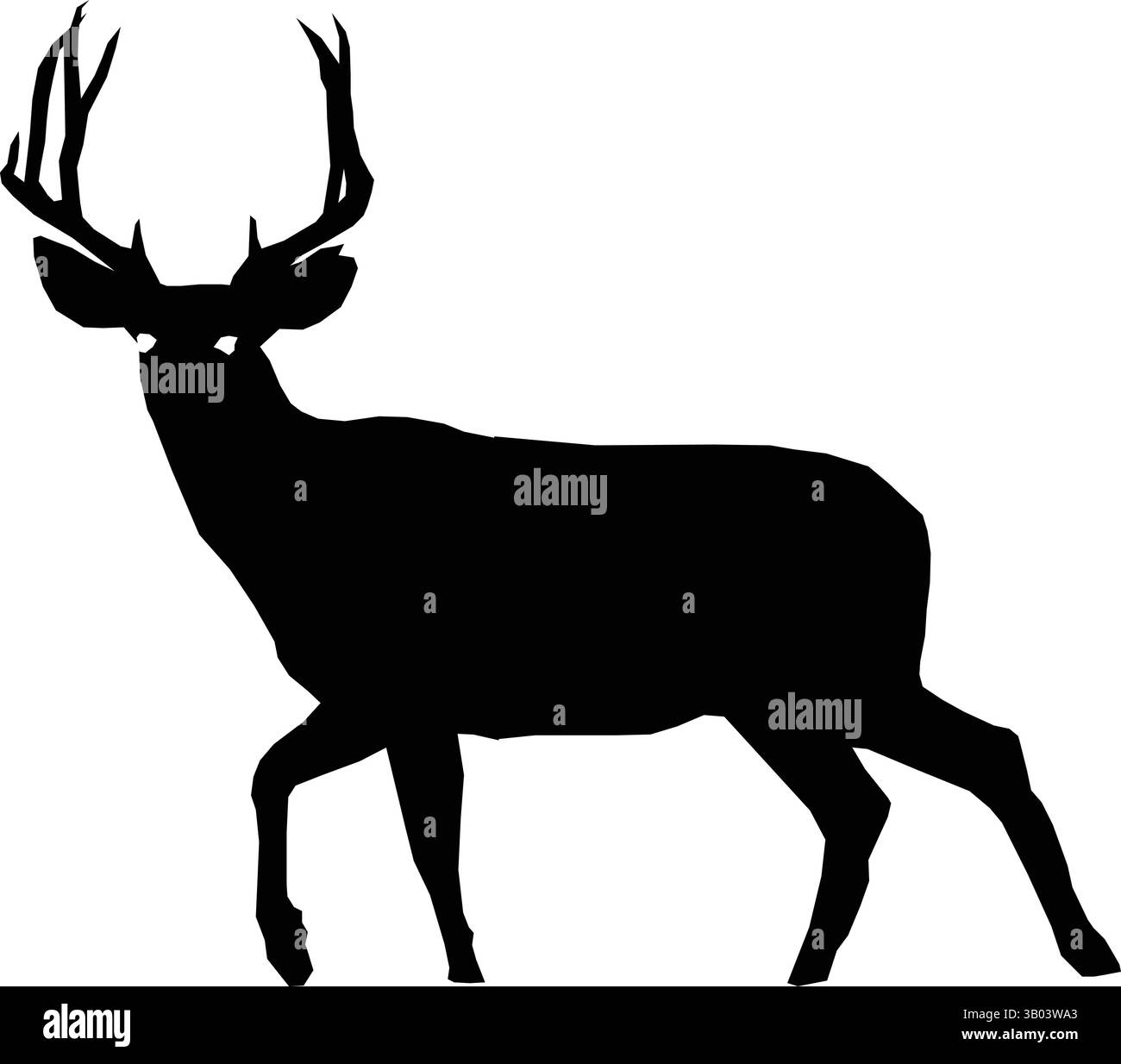 Majestätische Silhouette eines Hirsches mit großen Geweihen in der Wildnis Stock Vektor