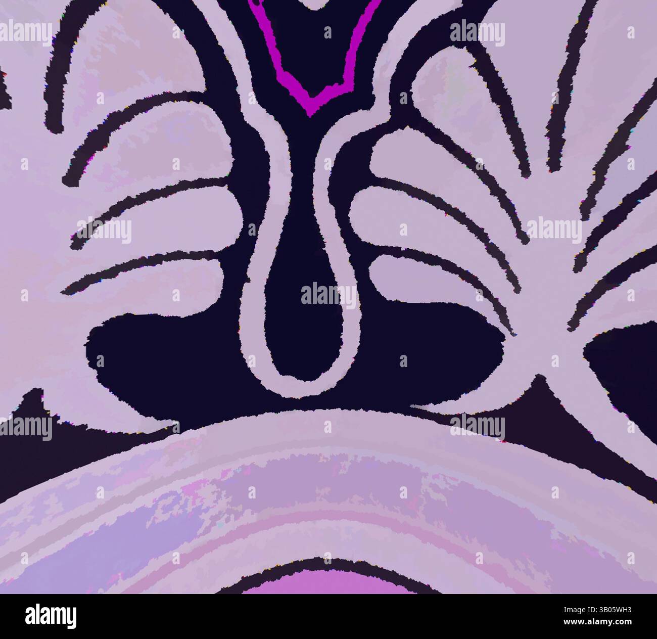 Ein kompliziertes Design mit fließenden Mustern und kräftigen Kurven, das organische Formen mit künstlerischem Flair in einer optisch eindrucksvollen Komposition verbindet. Ein kreisförmiges Design mit komplexen Motiven mit floralen und schalenartigen Mustern, akzentuiert durch langgezogene Kurven und ein reiches Zusammenspiel von dunklen und hellen Tönen. Klassische Kunst mit modernem Touch, neu interpretiert von Artotop, verwandeltes indisches Ornament, Klassische Kunst mit modernem Touch, neu interpretiert von Artotop Stockfoto