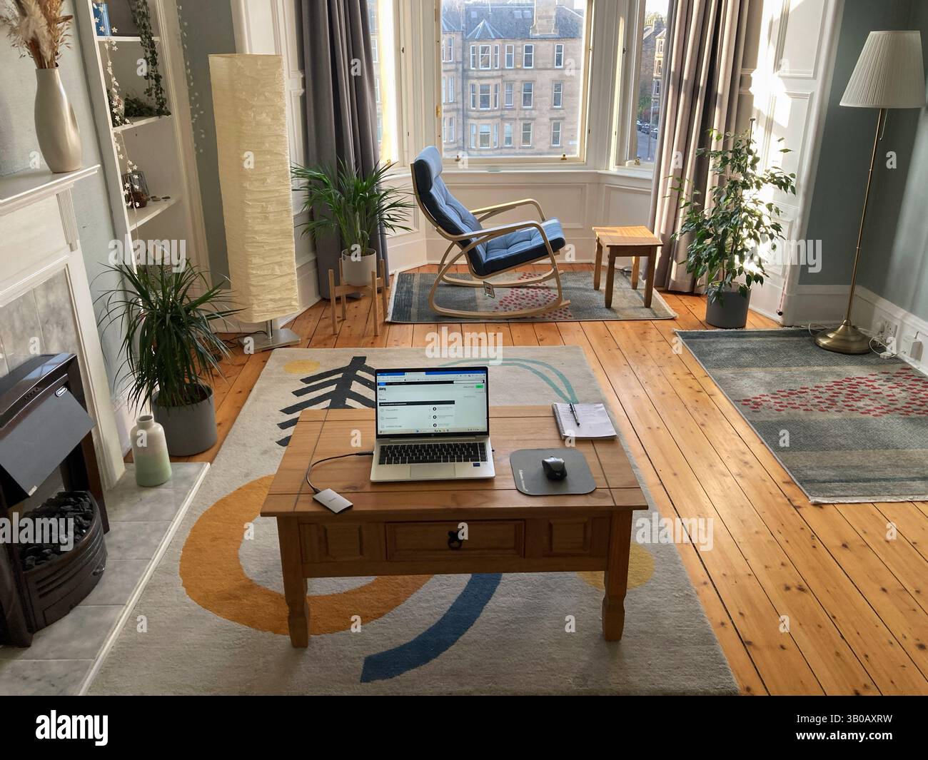 Vorderzimmer in einer Wohnung, Edinburgh, Schottland Stockfoto