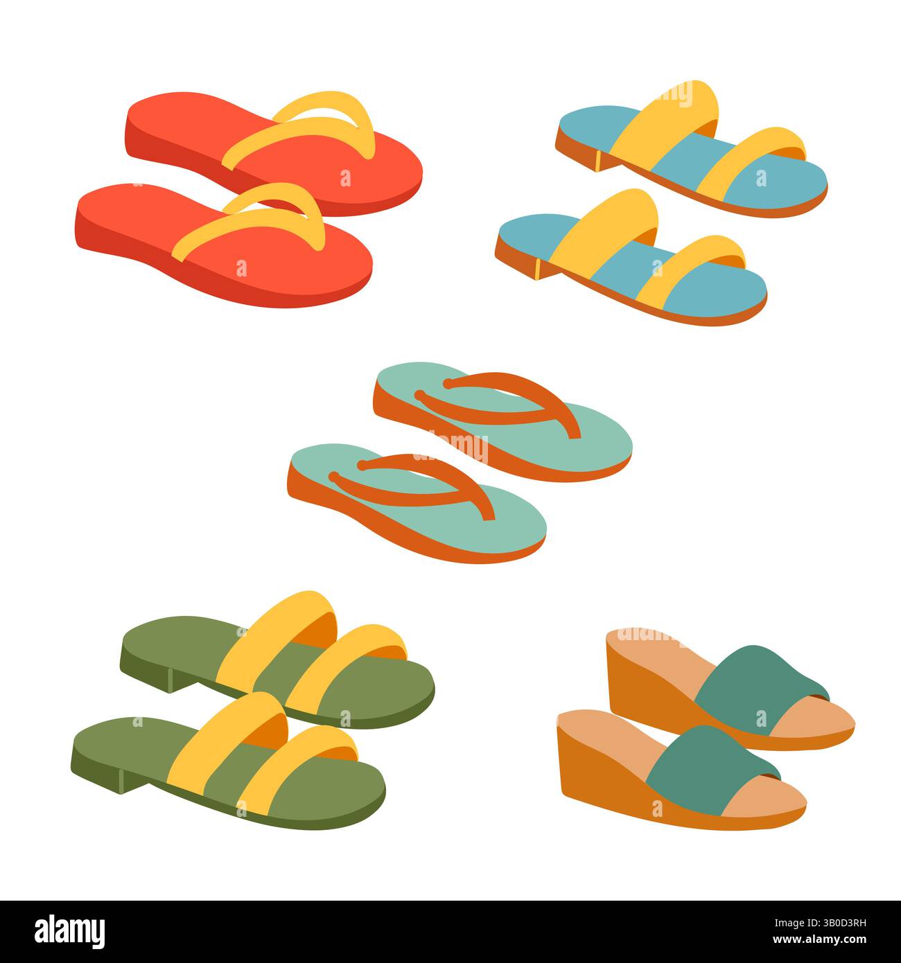 Set Sommerschuhe. Schuhe öffnen. Stock Vektor