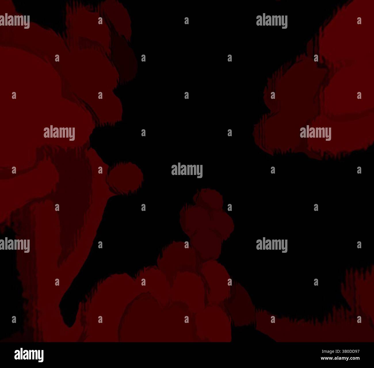 Eine wirbelnde Masse aus dunklen Schatten und leuchtenden purpurroten Formen weckt ein Gefühl von Tiefe und Geheimnis und schafft eine fast traumhafte Atmosphäre. Die kontrastierenden Elemente ziehen den Betrachter in eine surreale Landschaft voller Intrigen und Emotionen. Ein wirbelndes Muster aus tiefen Rottönen und sanften Rottönen verschränkt sich vor einem dunklen Hintergrund und schafft ein optisch eindrucksvolles Blumenmotiv, das ein Gefühl von Eleganz und Tiefe weckt. Klassische Kunst mit einem modernen Twist von Artotop, transformierte französische Stoffe, erste Hälfte des 19. Jahrhunderts, klassische Kunst mit einem modernen Twist von Artotop Stockfoto