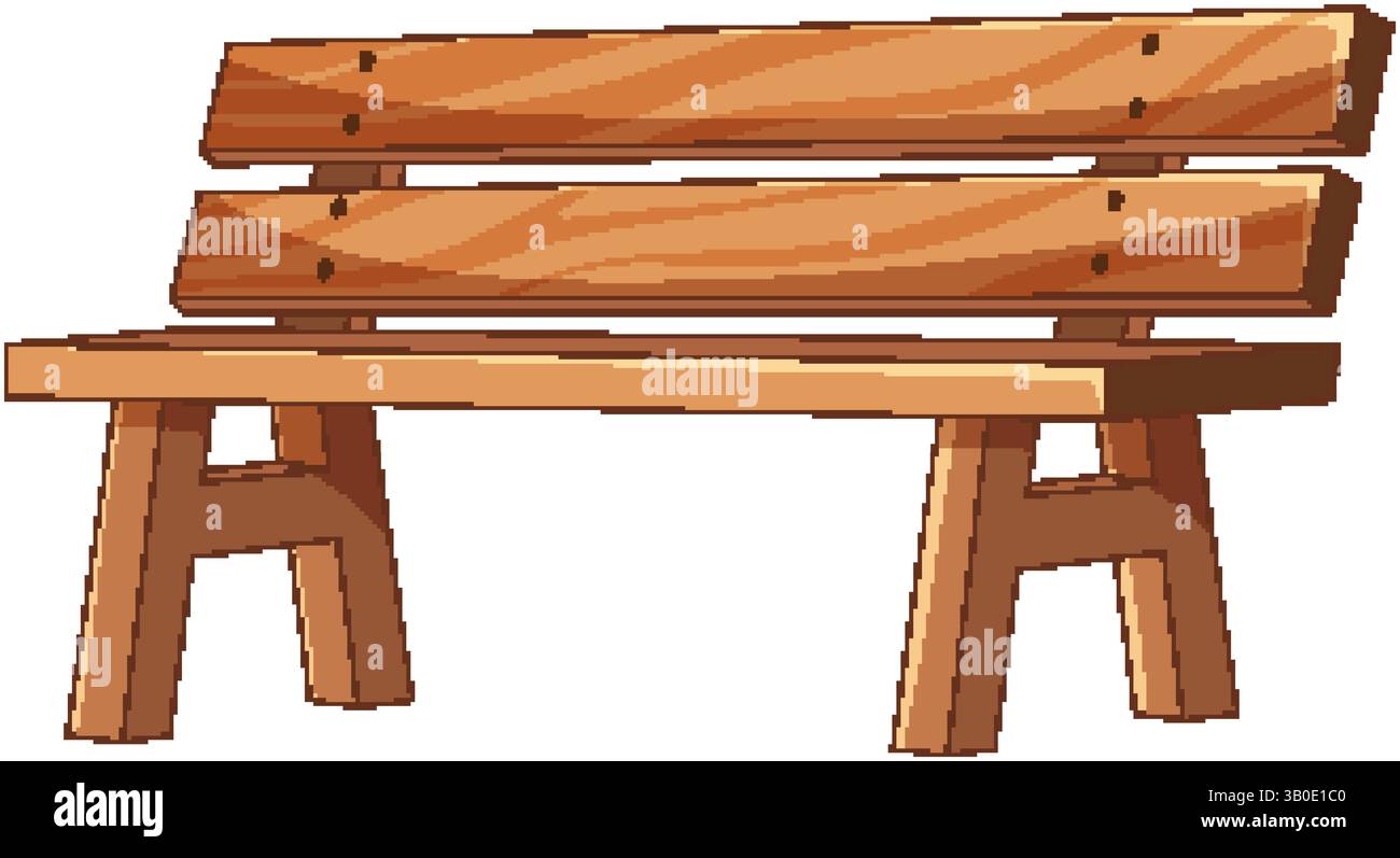 Detaillierte Vektor-Illustration einer Parkbank aus Holz mit einem einfachen, sauberen Design und natürlicher Holzstruktur Stock Vektor