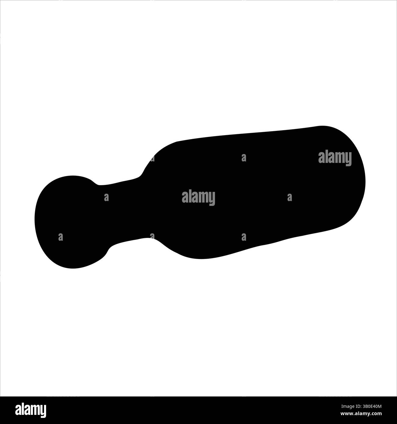 Eine solide schwarze Silhouette einer Bowlingnadel, abgewinkelt, mit einer abgerundeten Oberseite. Stock Vektor