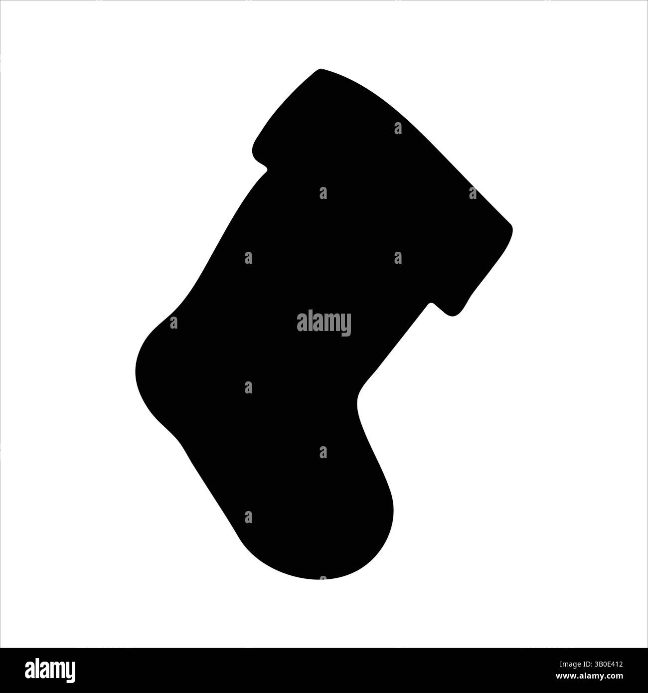 Eine solide schwarze Silhouette eines Weihnachtsstrumpfes vor reinweißem Hintergrund. Stock Vektor