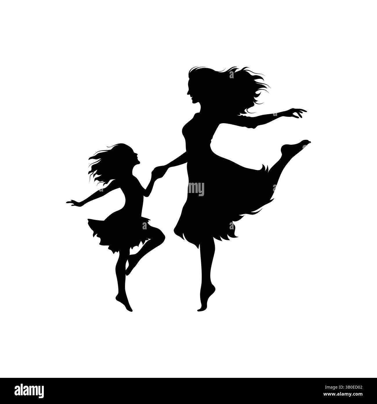 Mutter und Tochter Ballett Silhouette, Muttertagsfeier Stock Vektor Mutter und Tochter Ballett Silhouette, Muttertagsfeier Stock Vektor
