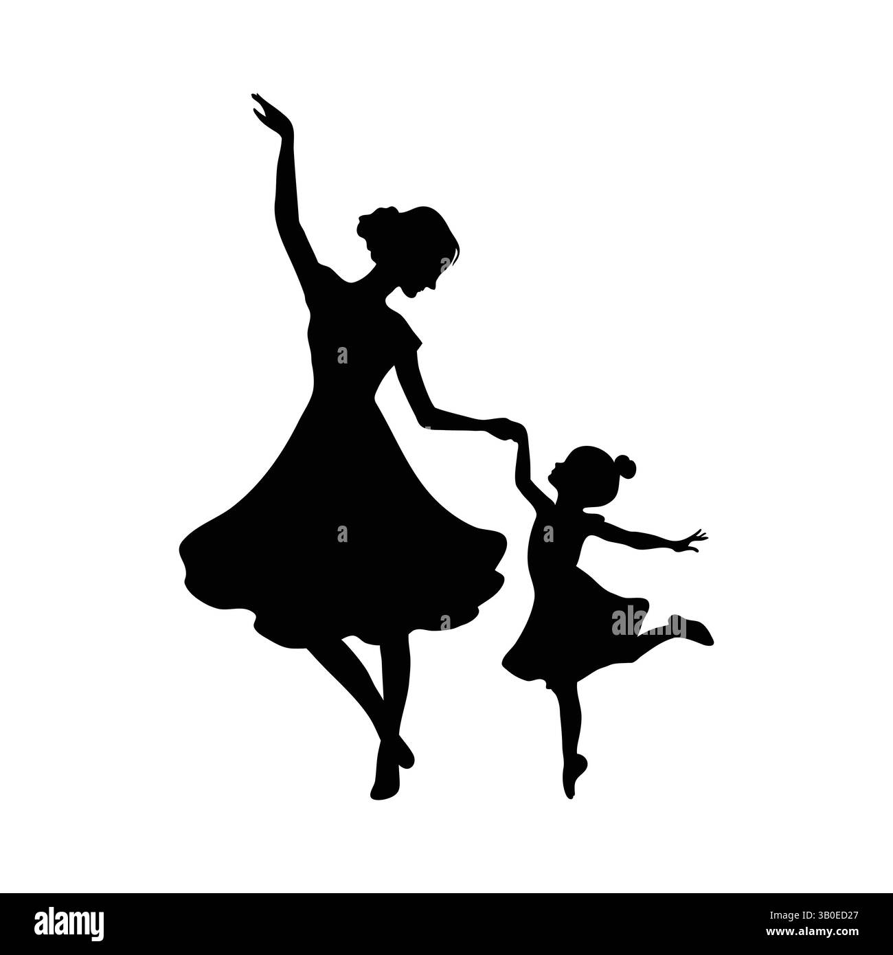 Mutter und Tochter tanzen Silhouette, Muttertagsfeier Stock Vektor Mutter und Tochter tanzen Silhouette, Muttertagsfeier Stock Vektor