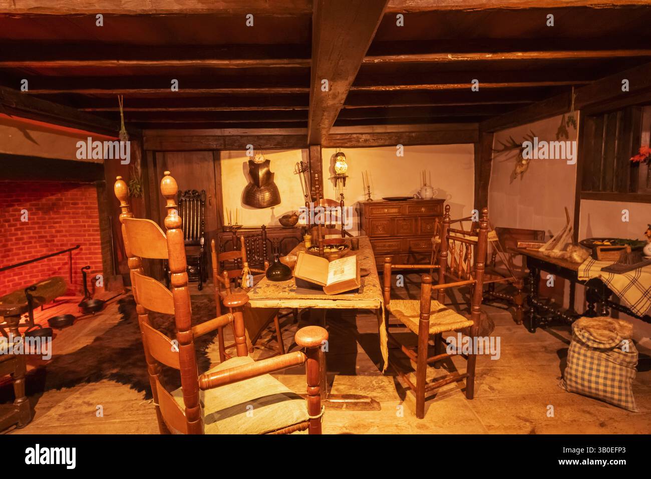 England, Somerset, Bath, The American Museum and Gardens, Innenansicht des siebzehnten Jahrhunderts Zimmer aus dem Jahr 1690 Stockfoto