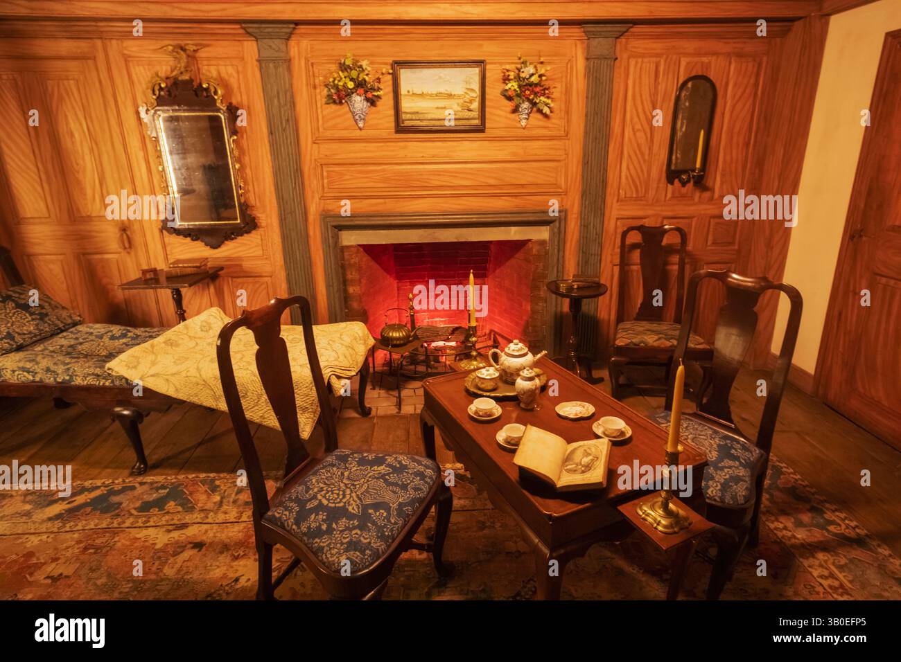 England, Somerset, Bath, The American Museum and Gardens, Innenansicht des Perley Parlor aus dem Jahr 1763 Stockfoto