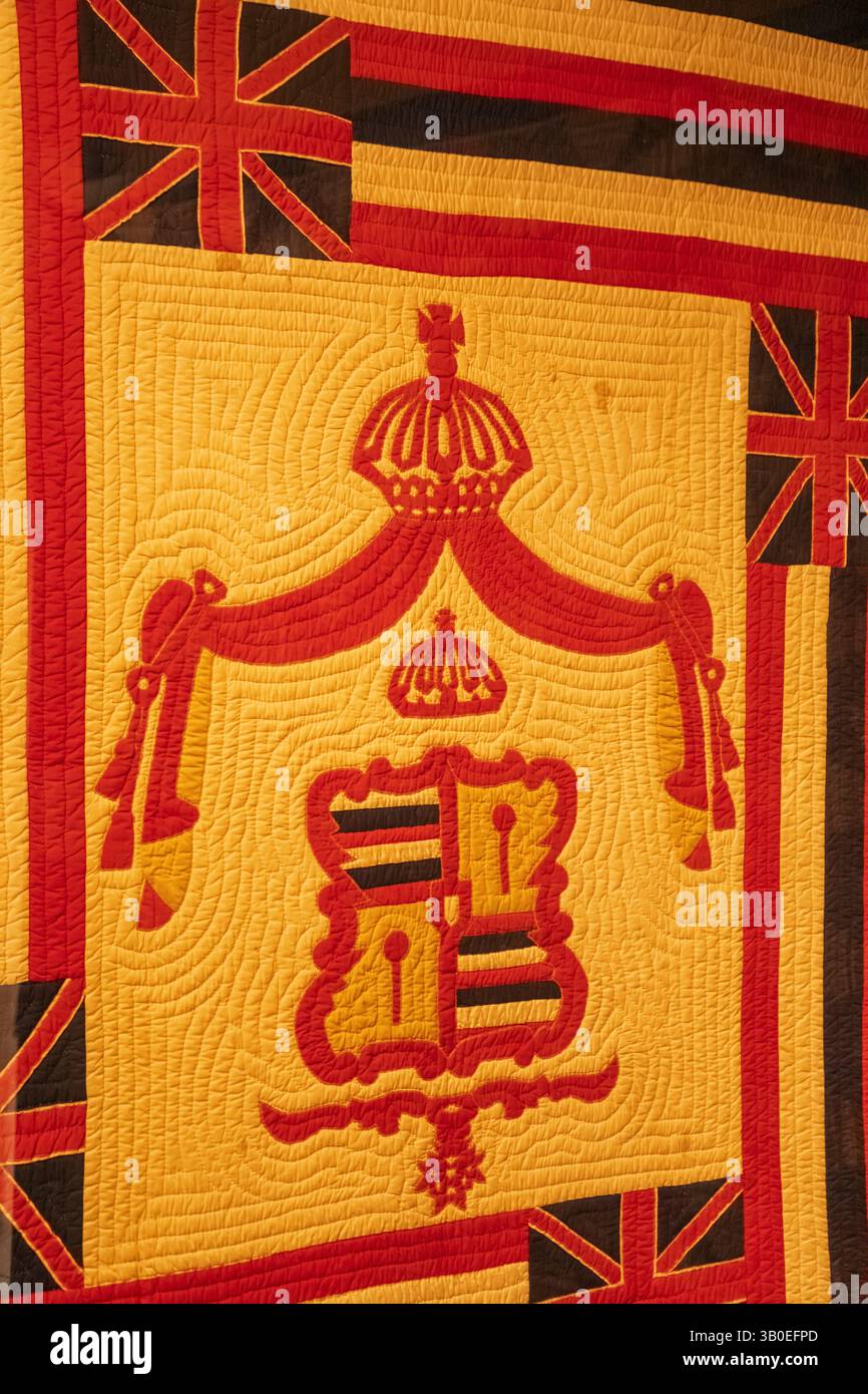 England, Somerset, Bath, American Museum and Gardens, Innenansicht des Textile Room, Steppdecke Stockfoto