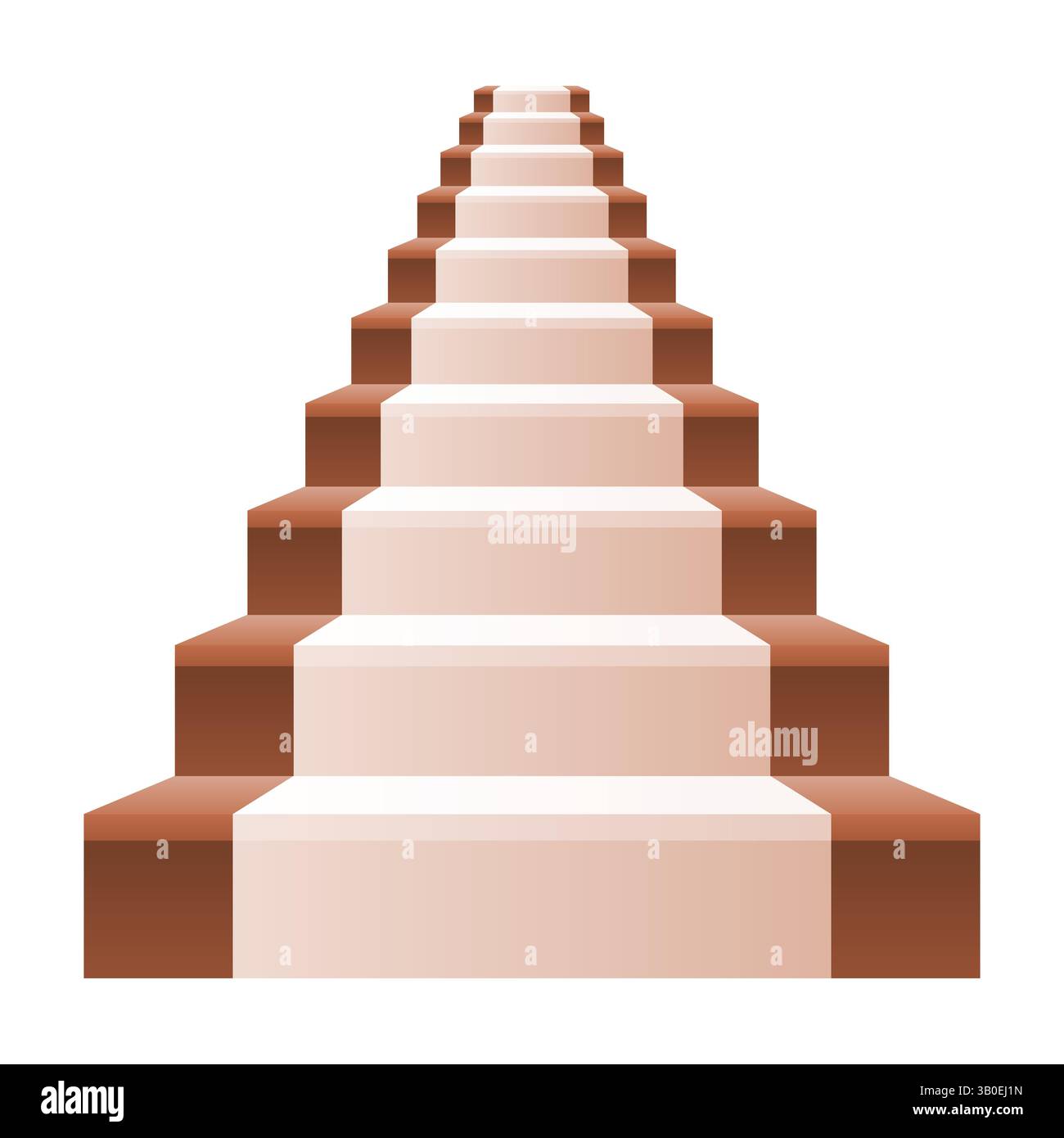 Elegante Holztreppe Vektor. Innenraum Des Treppenhauses. Minimalistische Holztreppenarchitektur. Stock Vektor