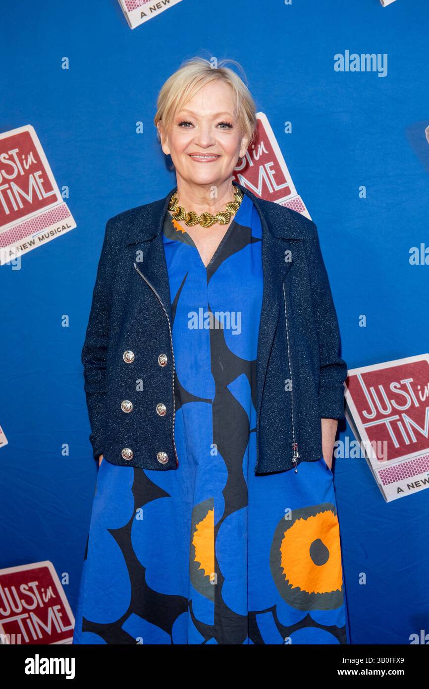 New York, Usa. April 2025. Maria Friedman besucht die „Just in Time“ Broadway Opening Night im Circle im Square Theatre in New York City. Quelle: SOPA Images Limited/Alamy Live News Stockfoto