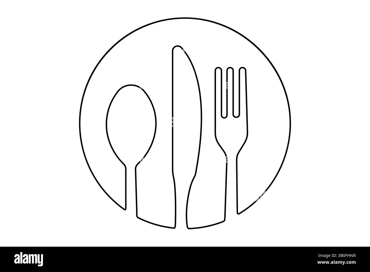 Durchgehende einzeilige Grafik einfaches Messer und Gabel Skizze Umrissvektor Illustration Stock Vektor
