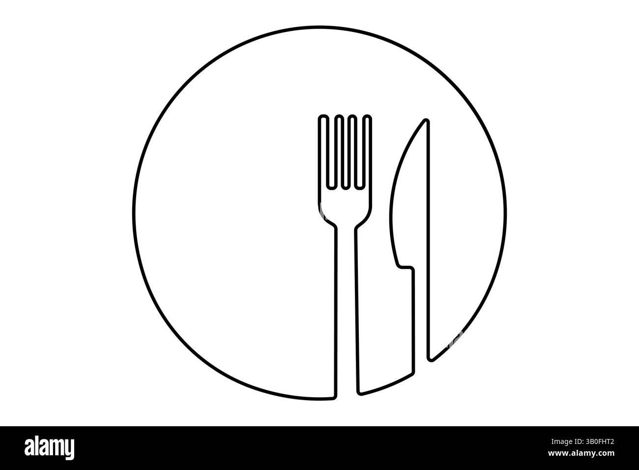Durchgehende einzeilige Grafik einfaches Messer und Gabel Skizze Umrissvektor Illustration Stock Vektor