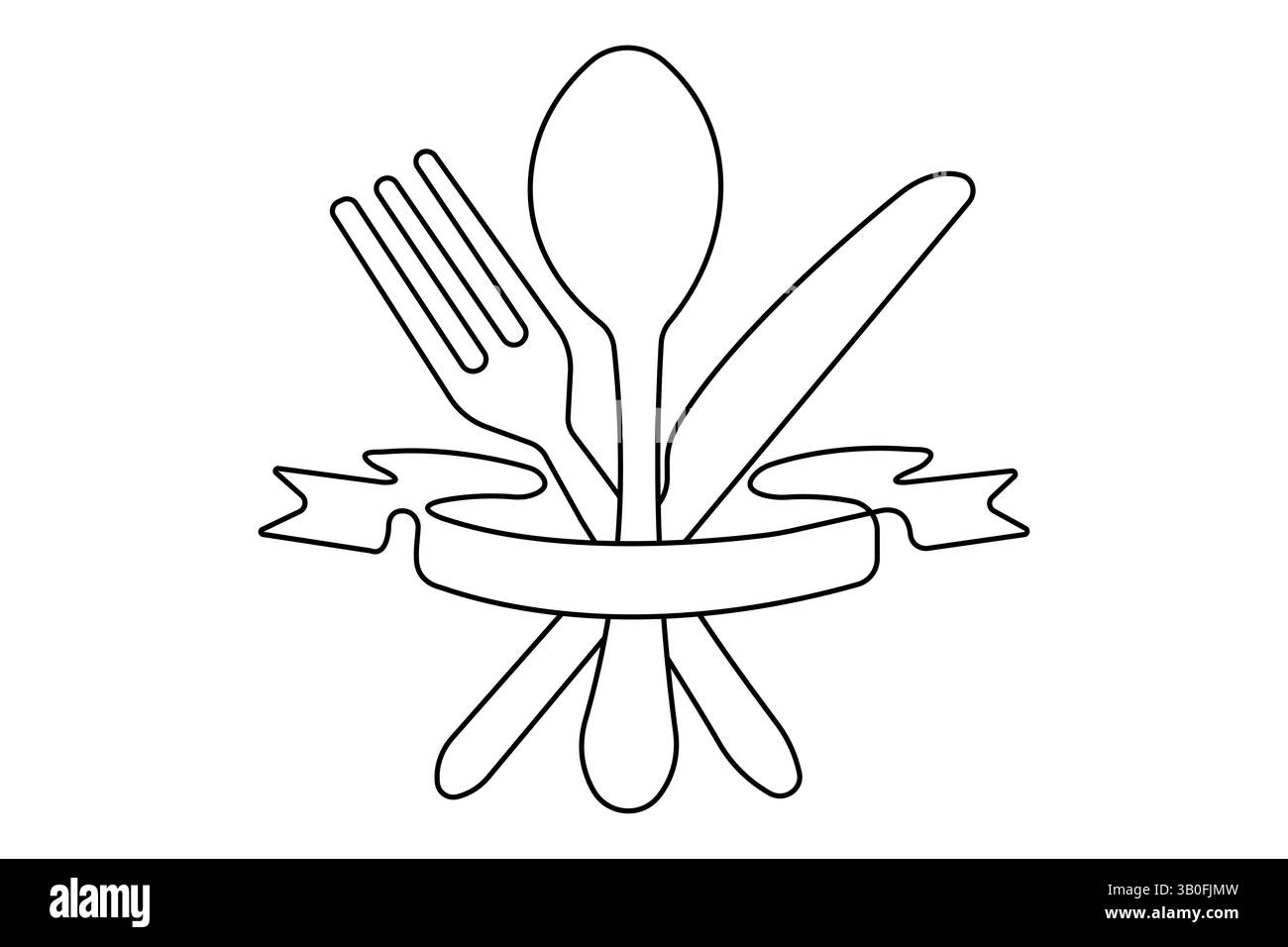 Durchgehende einzeilige Grafik einfaches Messer und Gabel Skizze Umrissvektor Illustration Stock Vektor