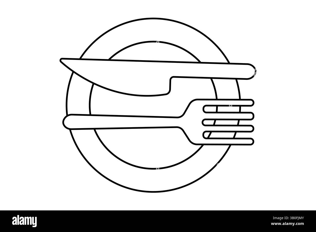 Durchgehende einzeilige Grafik einfaches Messer und Gabel Skizze Umrissvektor Illustration Stock Vektor