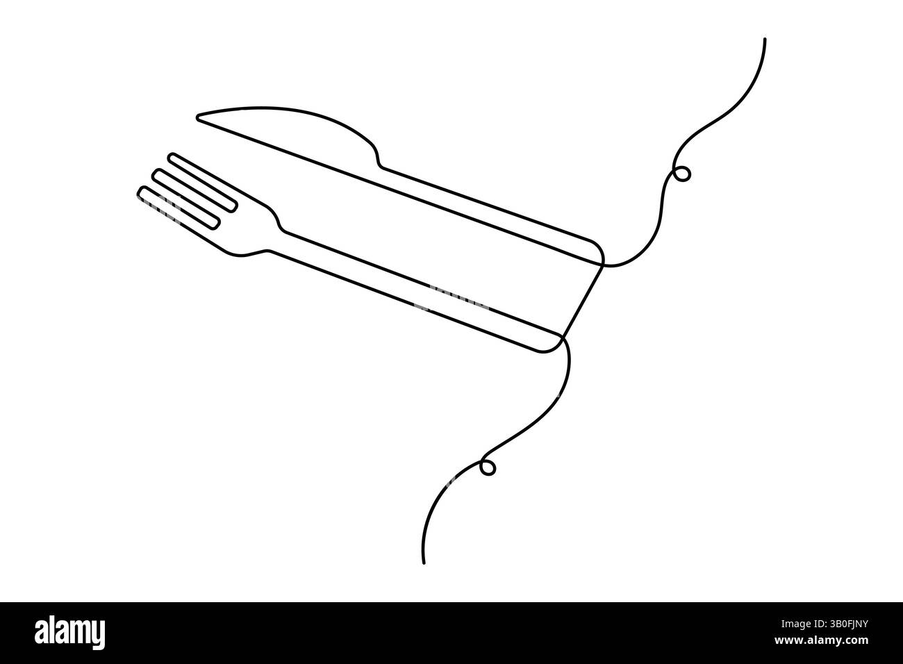Durchgehende einzeilige Grafik einfaches Messer und Gabel Skizze Umrissvektor Illustration Stock Vektor