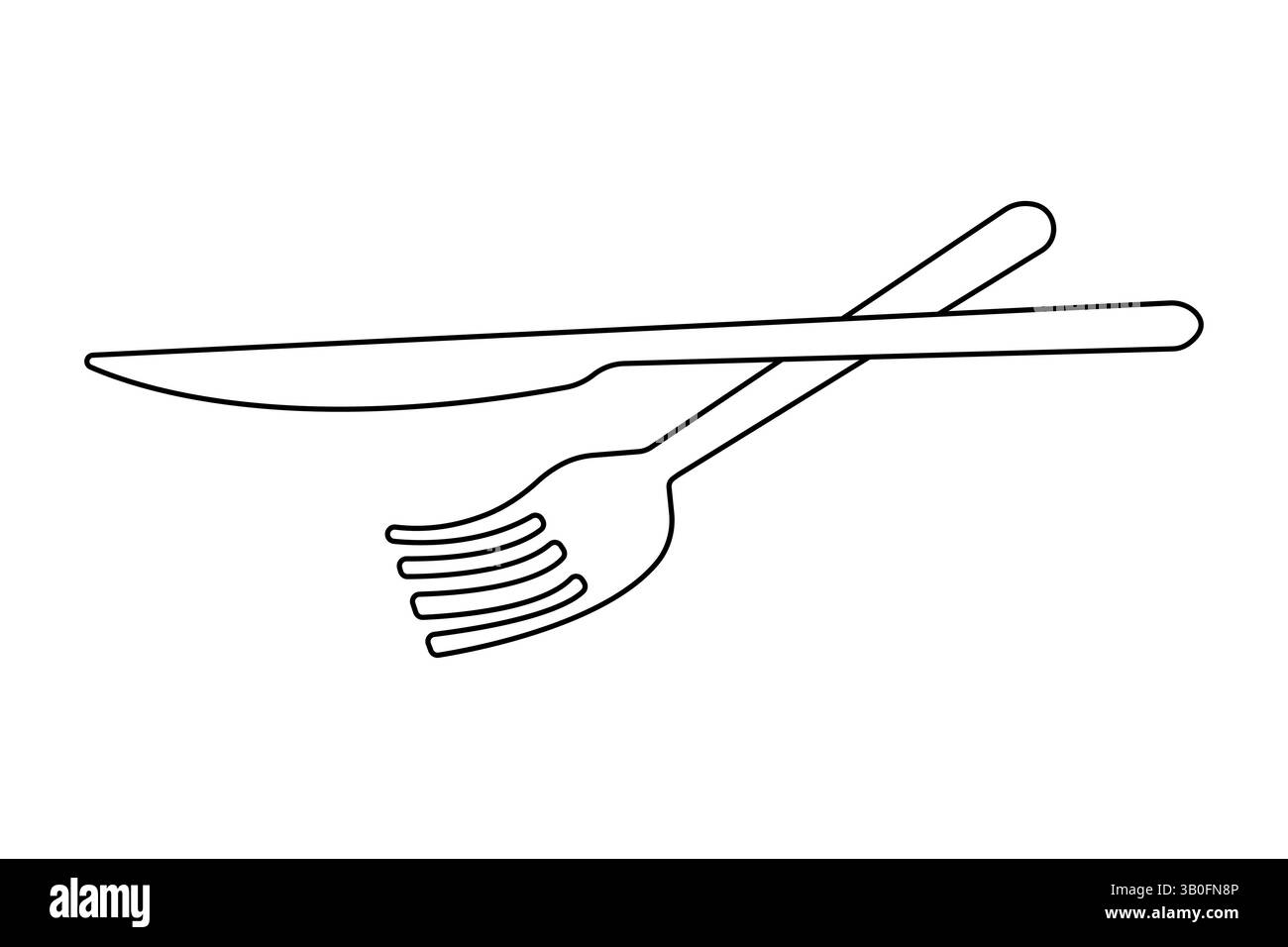 Durchgehende einzeilige Grafik einfaches Messer und Gabel Skizze Umrissvektor Illustration Stock Vektor