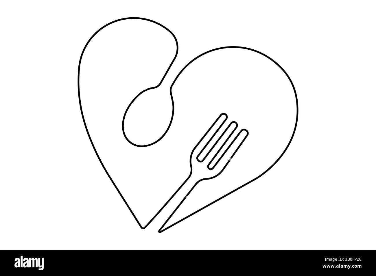 Durchgehende einzeilige Grafik einfaches Messer und Gabel Skizze Umrissvektor Illustration Stock Vektor