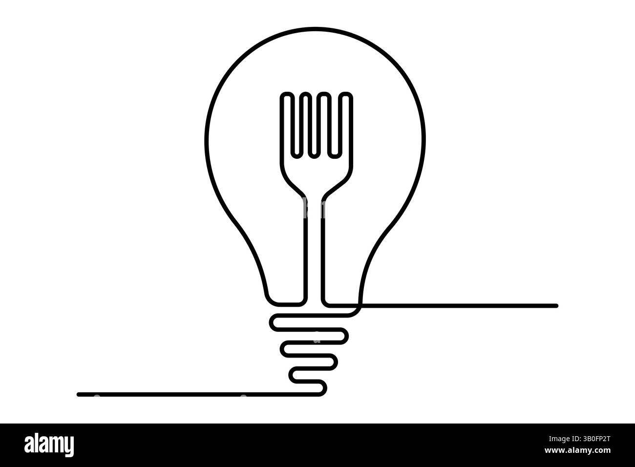 Durchgehende einzeilige Grafik einfaches Messer und Gabel Skizze Umrissvektor Illustration Stock Vektor