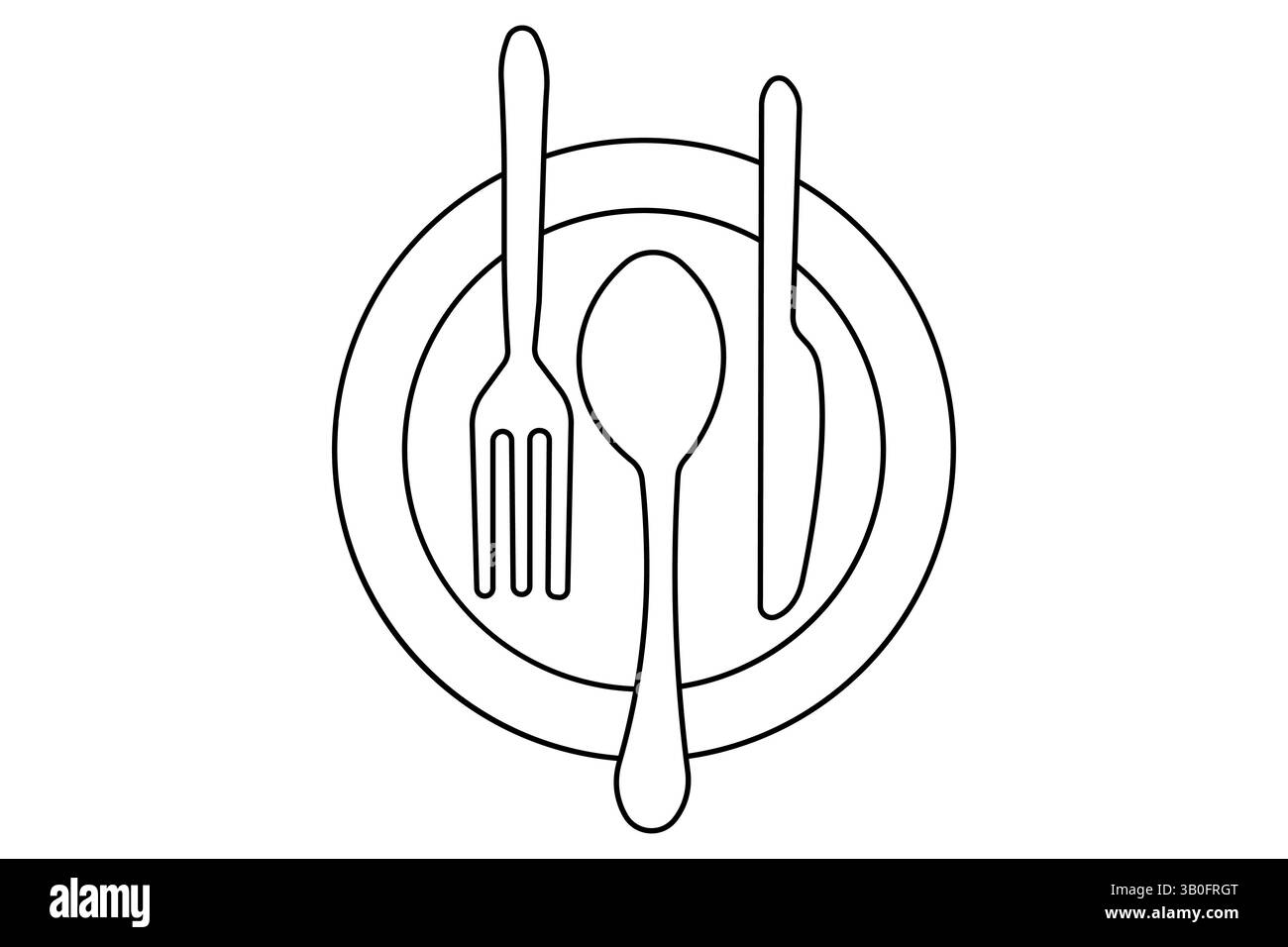 Durchgehende einzeilige Grafik einfaches Messer und Gabel Skizze Umrissvektor Illustration Stock Vektor