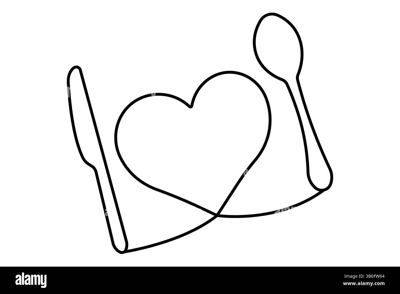 Durchgehende einzeilige Grafik einfaches Messer und Gabel Skizze Umrissvektor Illustration Stock Vektor