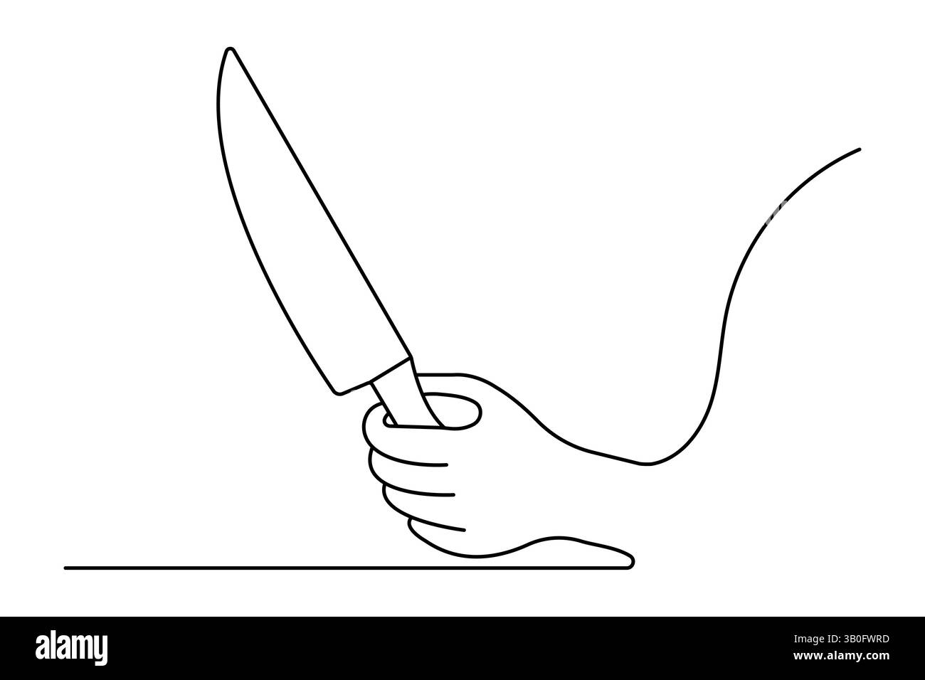 Durchgehende einzeilige Grafik einfaches Messer und Gabel Skizze Umrissvektor Illustration Stock Vektor