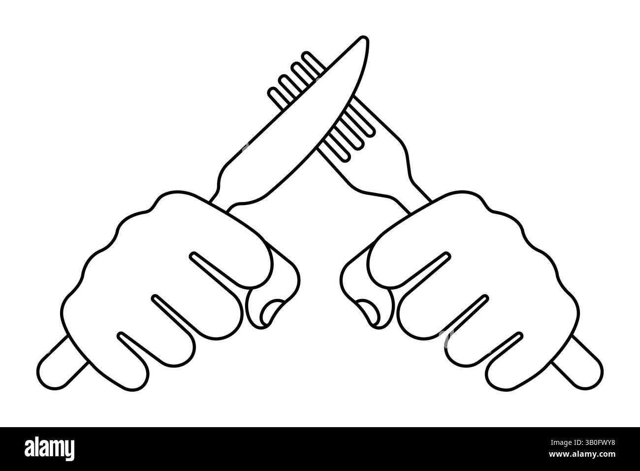 Durchgehende einzeilige Grafik einfaches Messer und Gabel Skizze Umrissvektor Illustration Stock Vektor