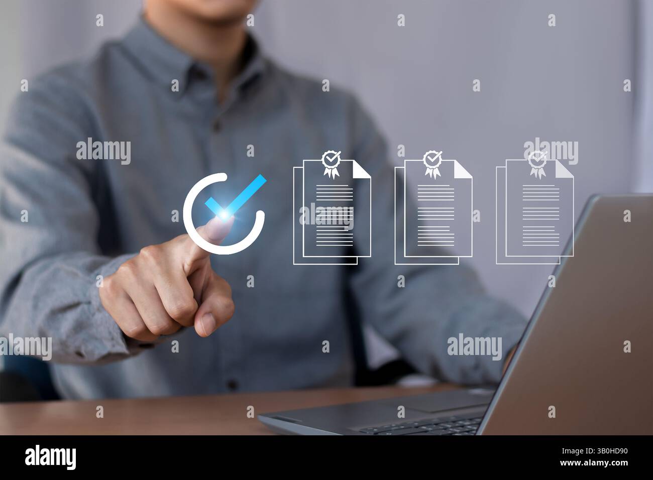 Konzepte und Checklisten für die Verwaltung von Geschäftsdokumenten Datencheckliste, Geschäftsentwicklung Stockfoto