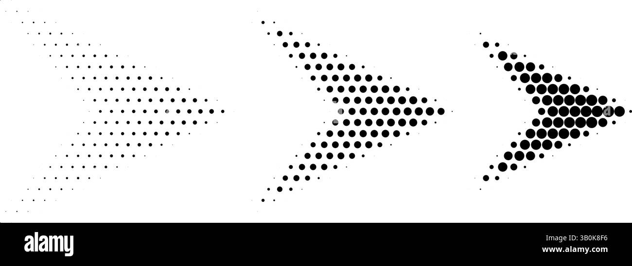 Halbtonpfeile. Gepunktete Symbole, die sich vorwärts bewegen. Vektorabbildung Stock Vektor