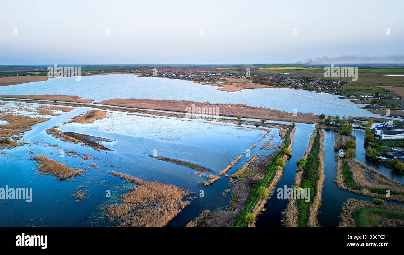 Landschaft des Donaudeltas in der Nähe von Murighiol und Saint George Branch, Rumänien Stockfoto